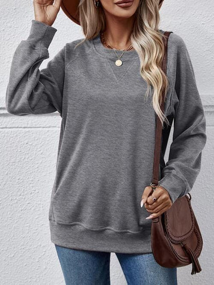 Classic Round Neck Long Sleeve Sweatshirt Charcoal / S