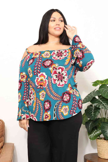 Sew In Love Full Size Floral Cold Shoulder Blouse Floral / S