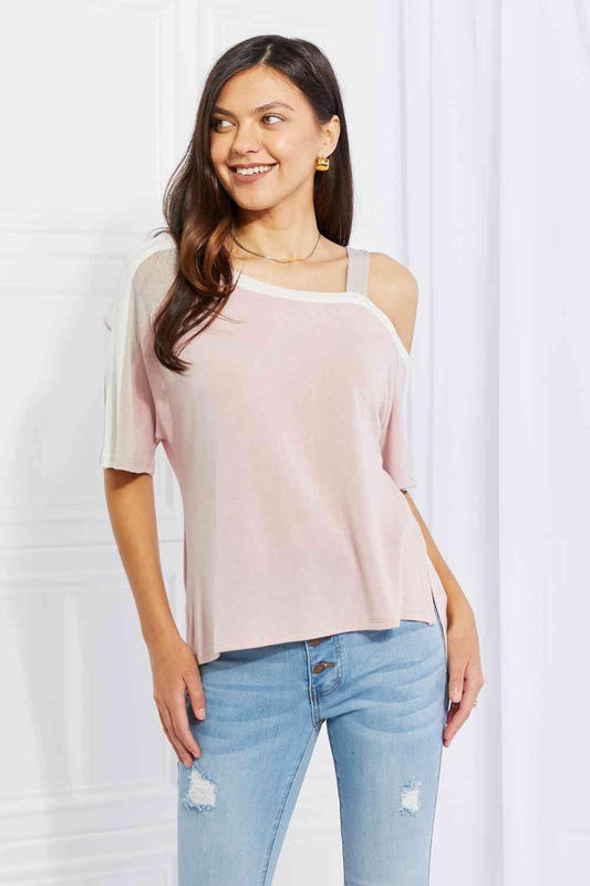 Andree by Unit Full Size Something Simple Cold Shoulder Tee Dusty Pink / S