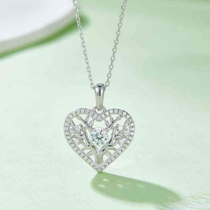 Moissanite 925 Sterling Silver Heart Shape Necklace Silver / One Size