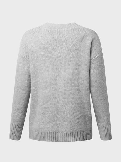 V-Neck Long Sleeve Knit Sweater