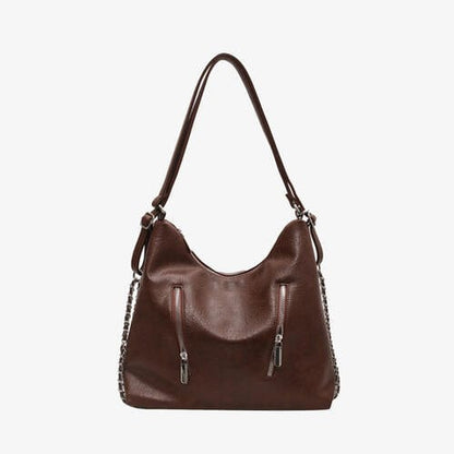 Convertible Vegan Leather Shoulder Bag Chocolate / One Size