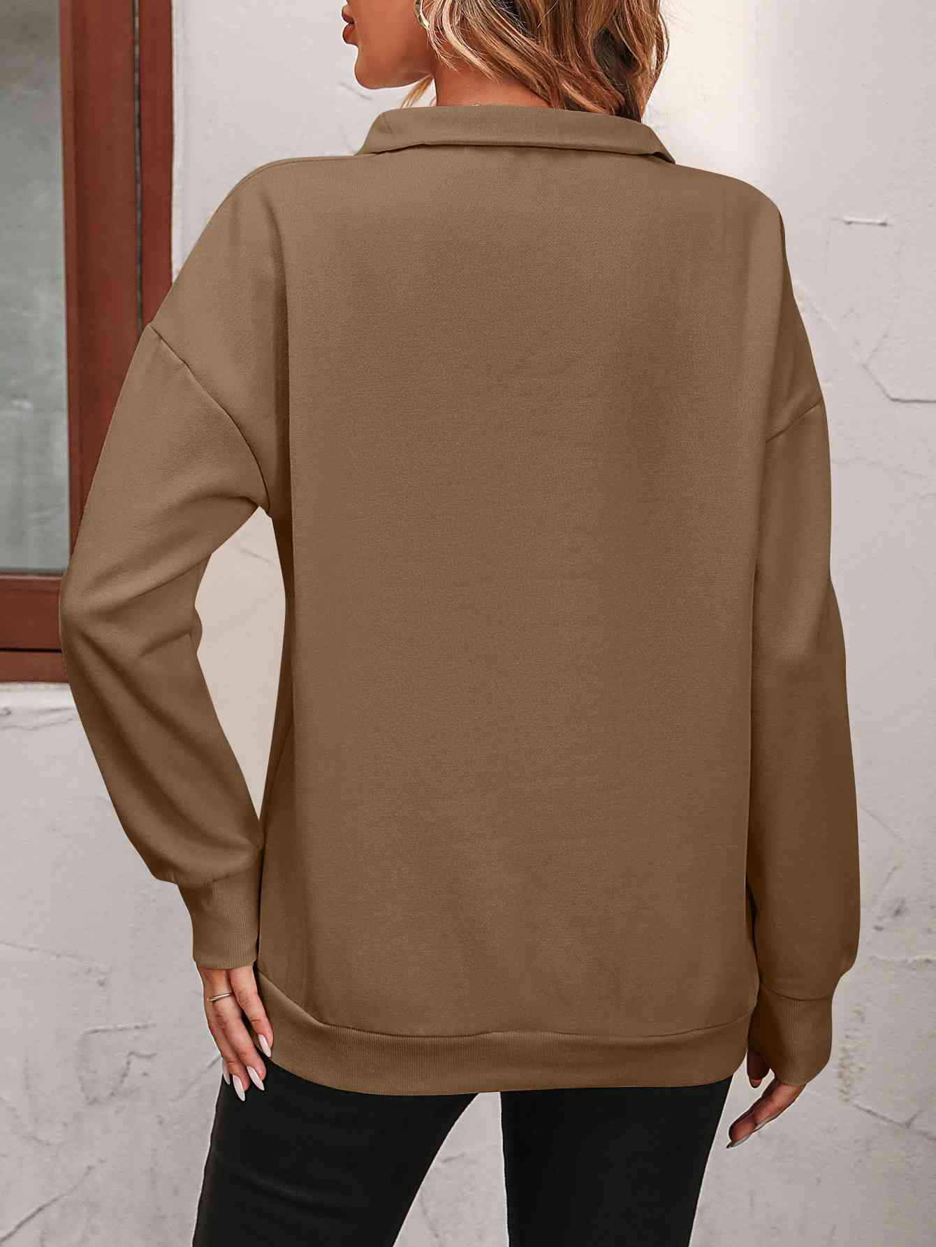 Quarter-Zip Dropped Shoulder Sweatshirt