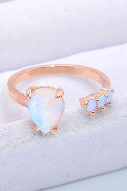 18K Rose Gold-Plated Moonstone Open Ring Rose Gold / One Size