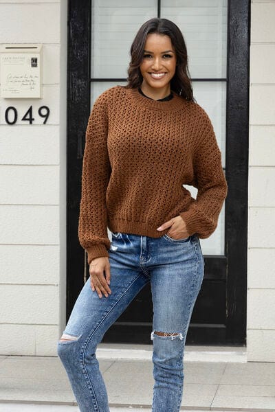 Round Neck Long Sleeve Sweater Chestnut / S