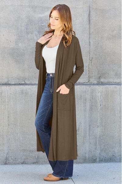 Basic Bae Full Size Open Front Long Sleeve Duster Cardigan