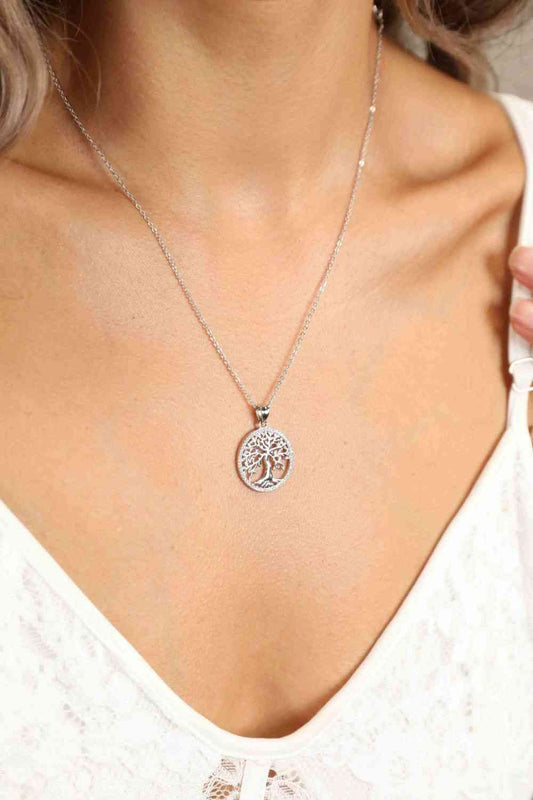 Adored 925 Sterling Silver Moissanite Tree Pendant Necklace Silver / One Size
