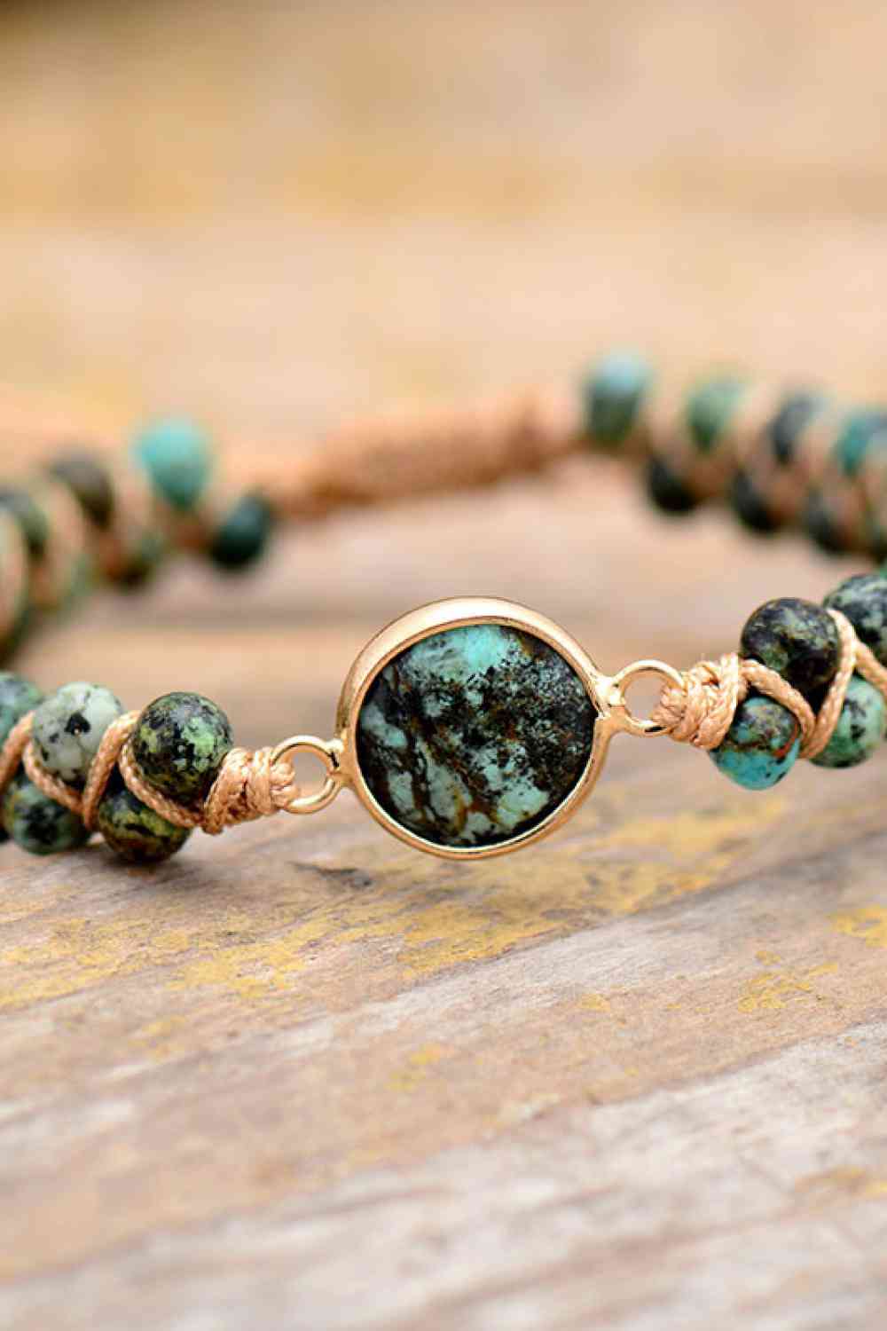 Handmade Beaded Copper Bracelet Turquoise / One Size