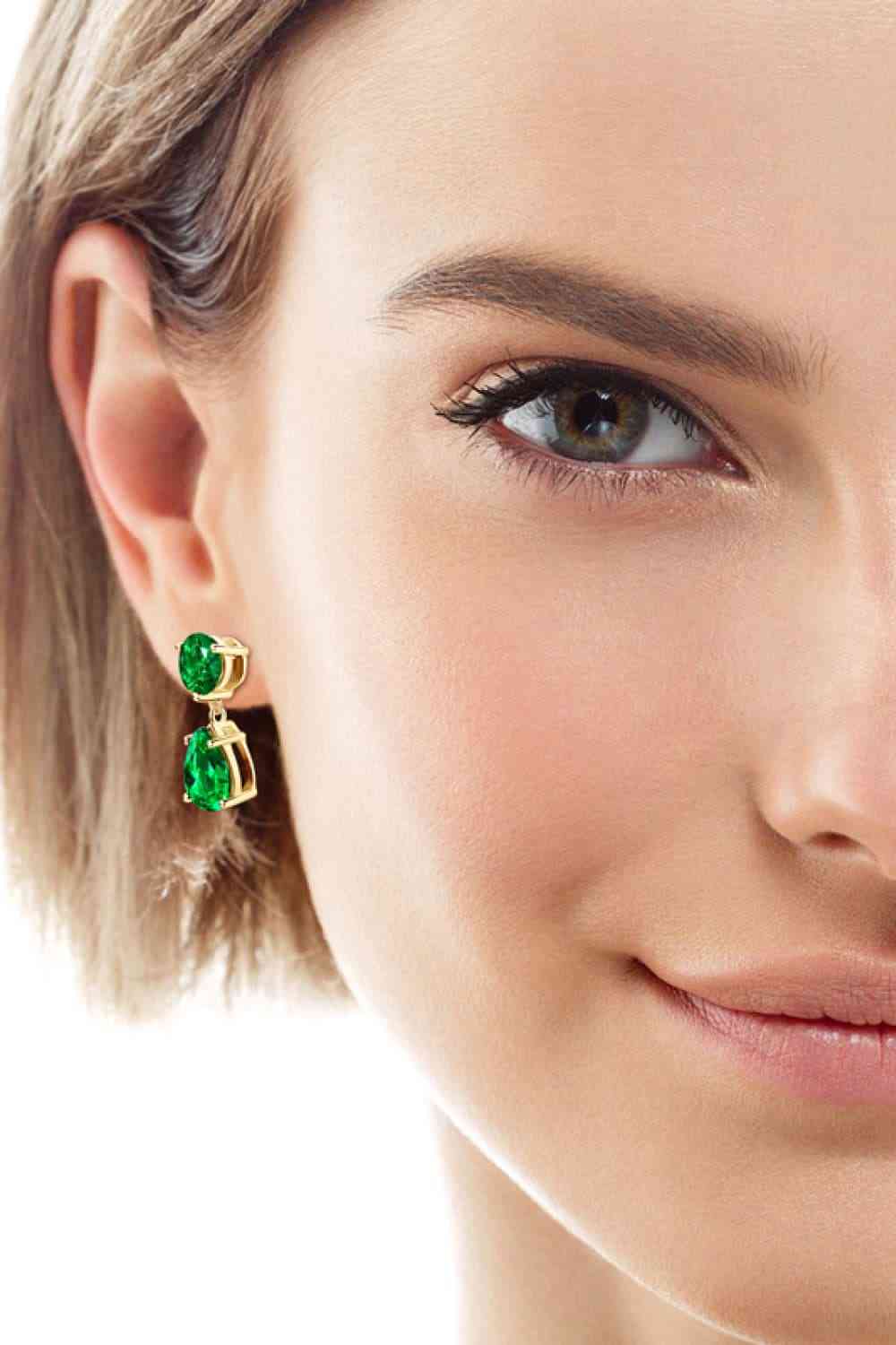 Lab-Grown Emerald Drop Earrings Gold / One Size