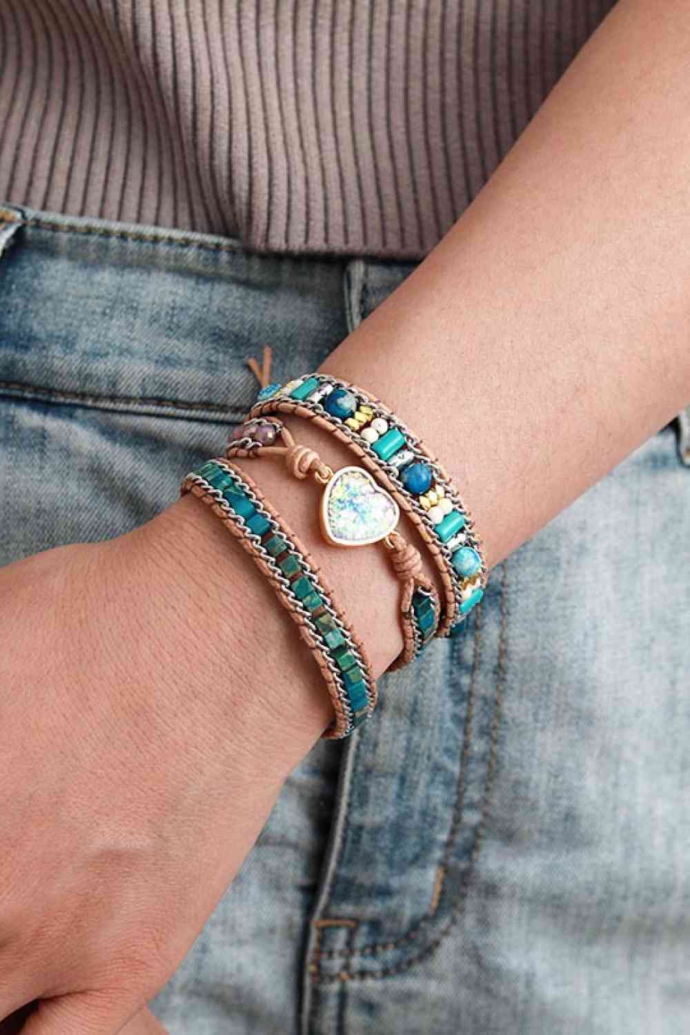 Heart Layered Bracelet Turquoise / One Size