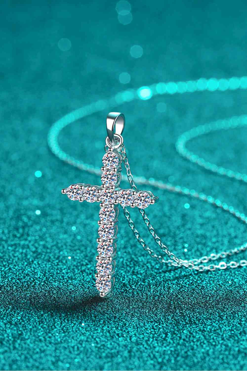 Adored 925 Sterling Silver Cross Moissanite Necklace Silver / One Size