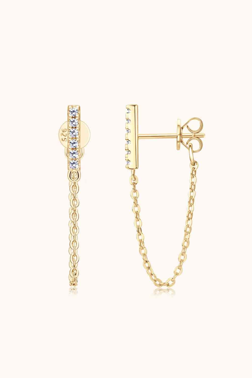 Moissanite 925 Sterling Silver Connected Earrings Gold / One Size