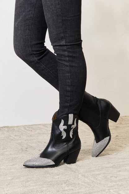 East Lion Corp Rhinestone Black Pointed Boots