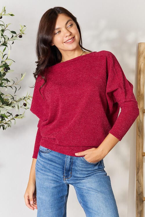 BOMBOM Drop Shoulder Long Sleeve Top