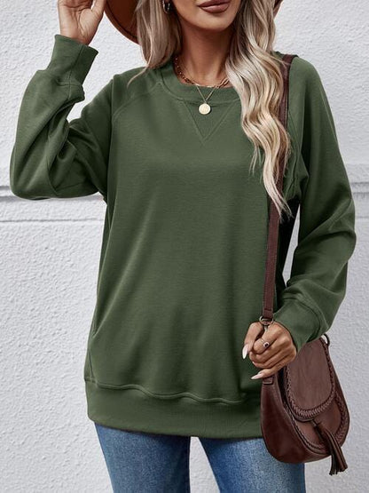 Classic Round Neck Long Sleeve Sweatshirt Army Green / S
