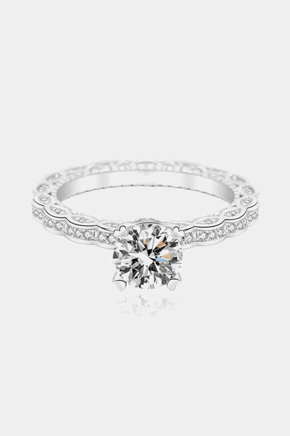 1 Carat Moissanite Platinum Plated 925 Sterling Silver Ring