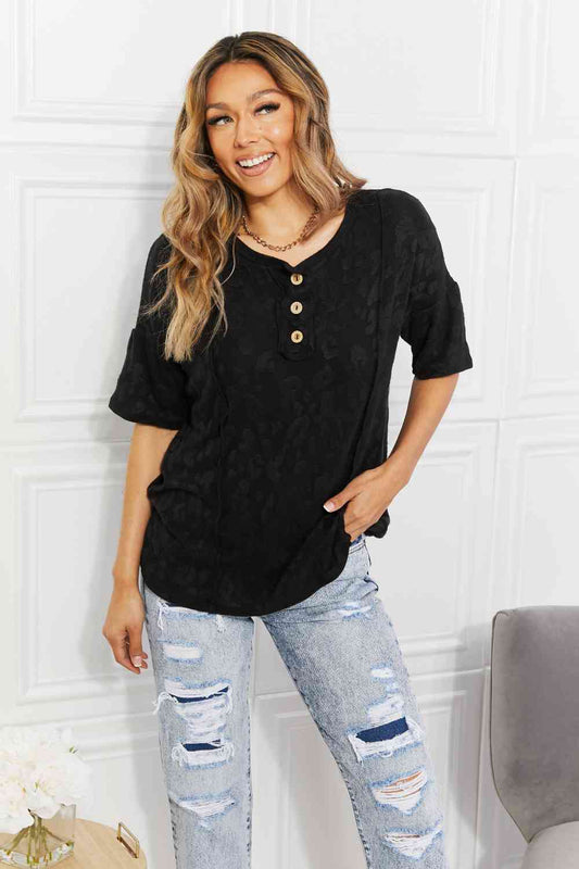 BOMBOM At The Fair Animal Textured Top in Black Black / S