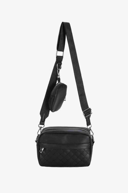 Adored Quilted Stitching Vegan Leather Crossbody Bag with Small Purse