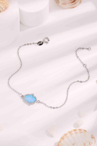 Opal 925 Sterling Silver Bracelet Sky Blue / One Size