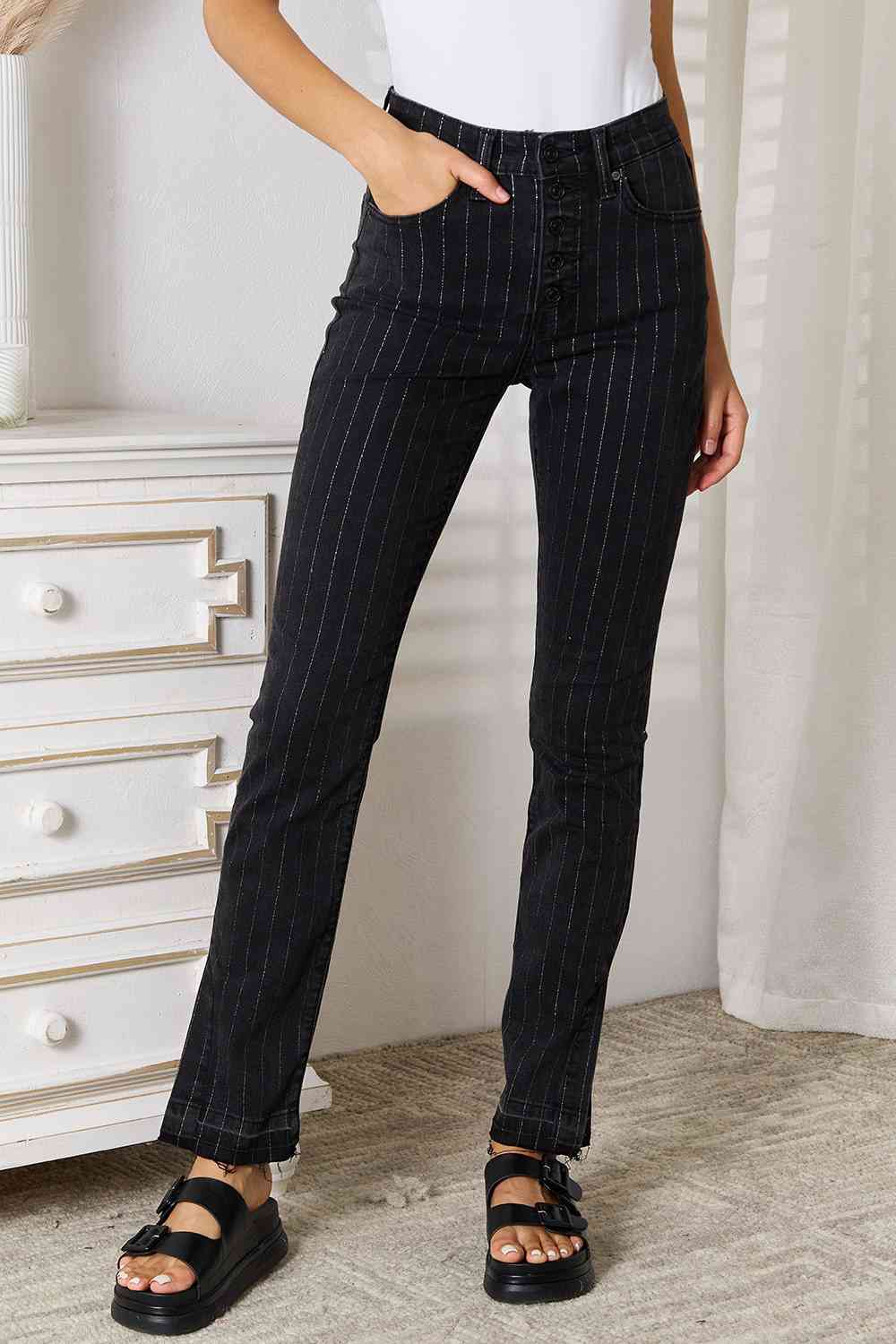 Kancan Striped Pants with Pockets Black / 1(24)