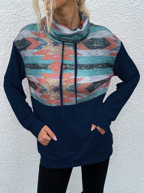 Southwest Drawstring Long-Sleeve Sweatshirt Cobald Blue / S