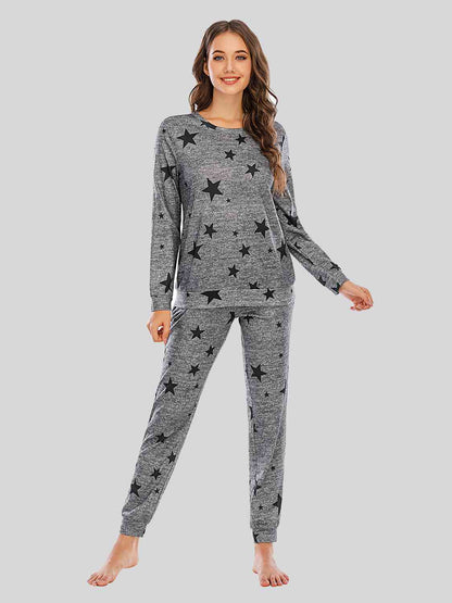 Star Top and Pants Lounge Set Charcoal / S