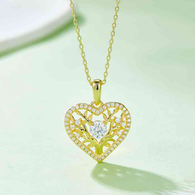 Moissanite 925 Sterling Silver Heart Shape Necklace Gold / One Size