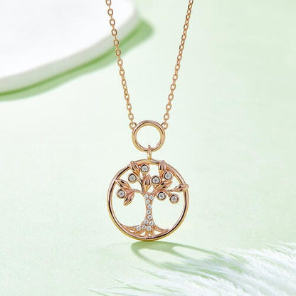 Moissanite 925 Sterling Silver Tree Of Life Pendant Necklace Rose Gold / One Size