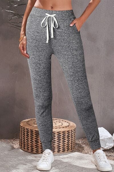 Drawstring Joggers with Pockets Charcoal / S