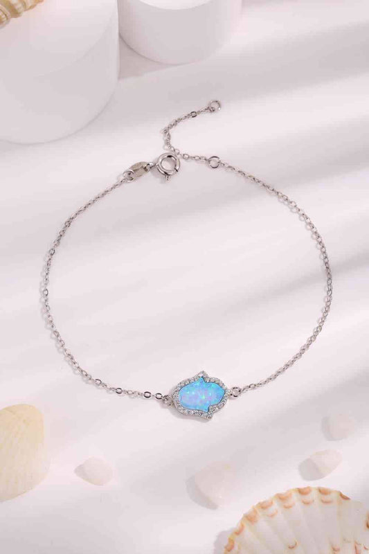 Opal 925 Sterling Silver Bracelet Sky Blue / One Size