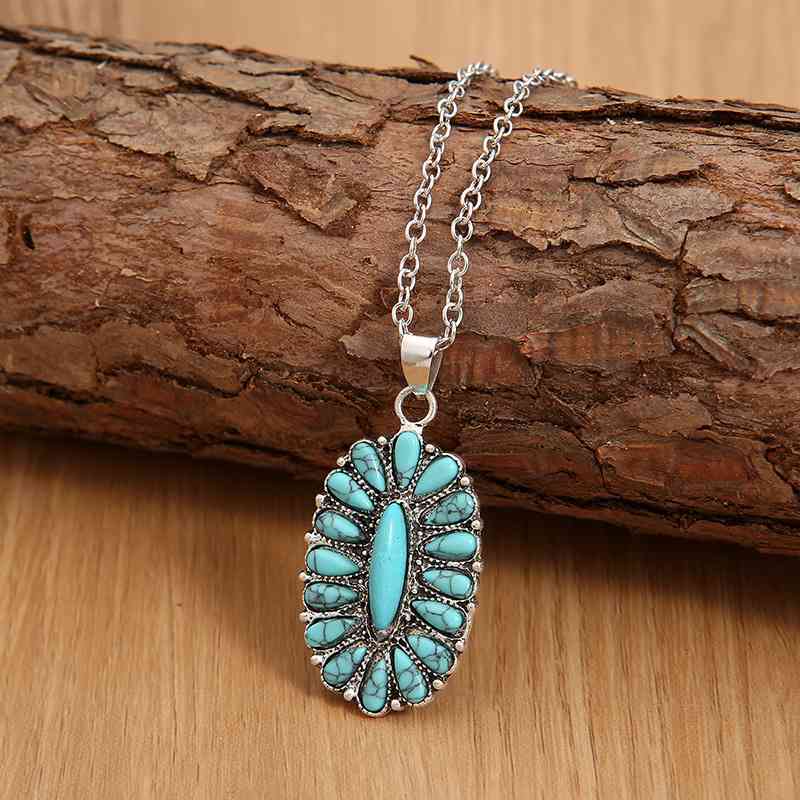 Artificial Turquoise Pendant Alloy Necklace Turquoise / One Size