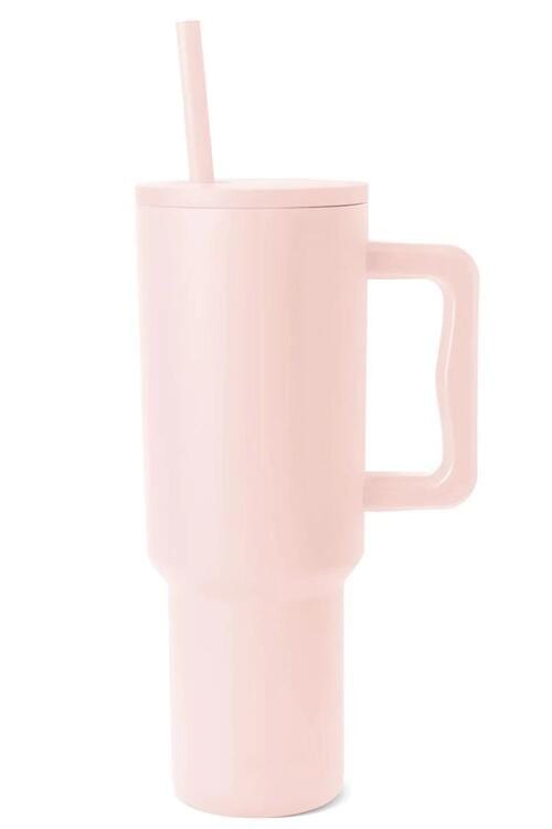 Monochromatic Stainless Steel Tumbler with Matching Straw Blush Pink / One Size