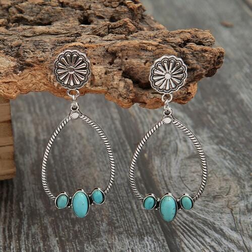 Artificial Turquoise Teardrop Earrings Turquoise / One Size
