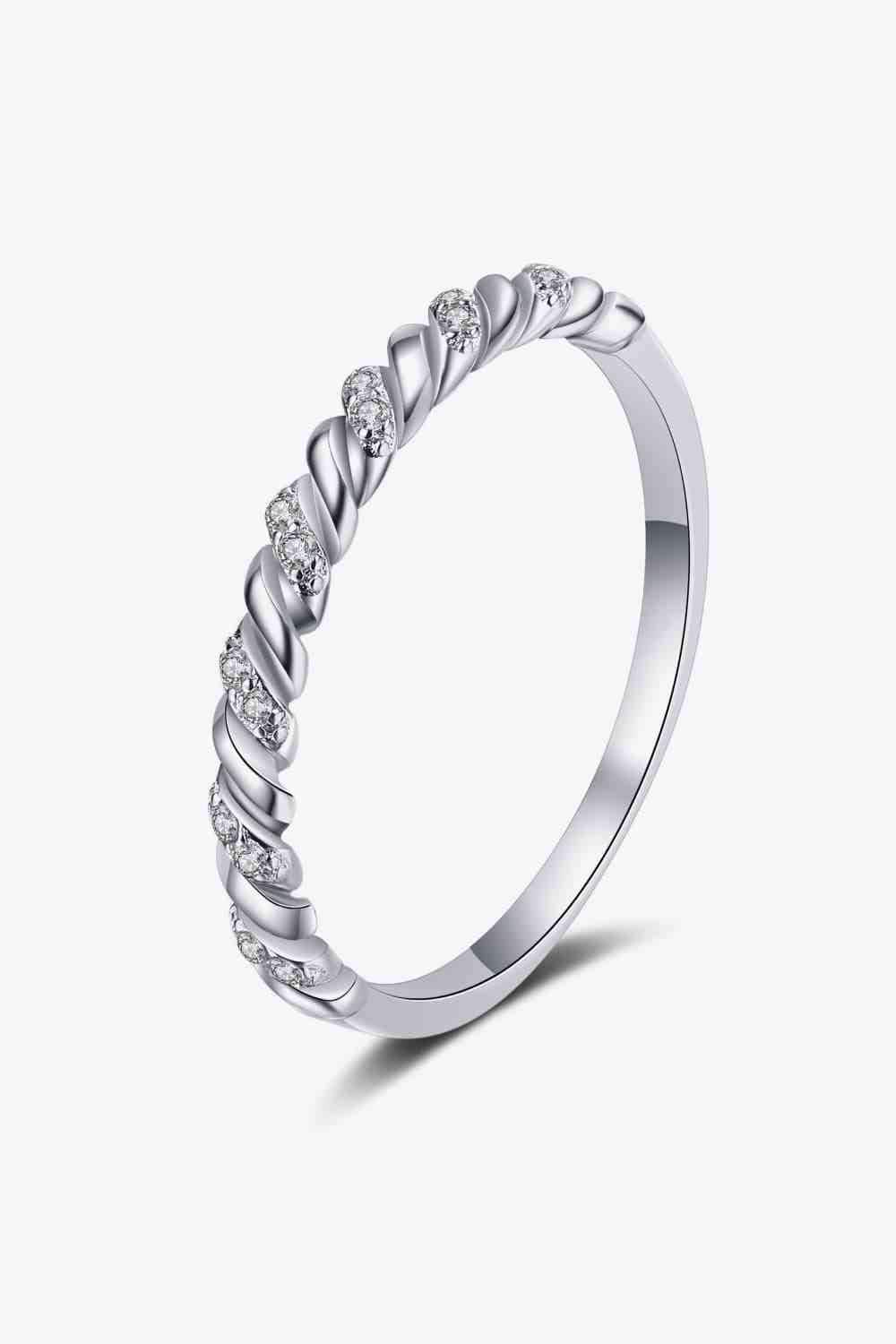 Moissanite Rhodium-Plated Half-Eternity Ring Silver / 4