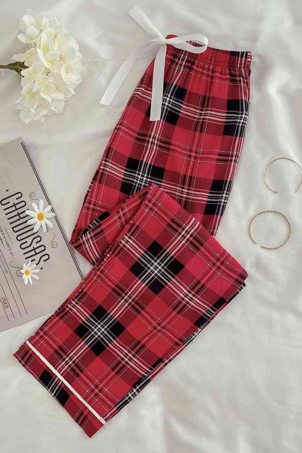 Plaid Tied Loungewear Pants Plaid / S