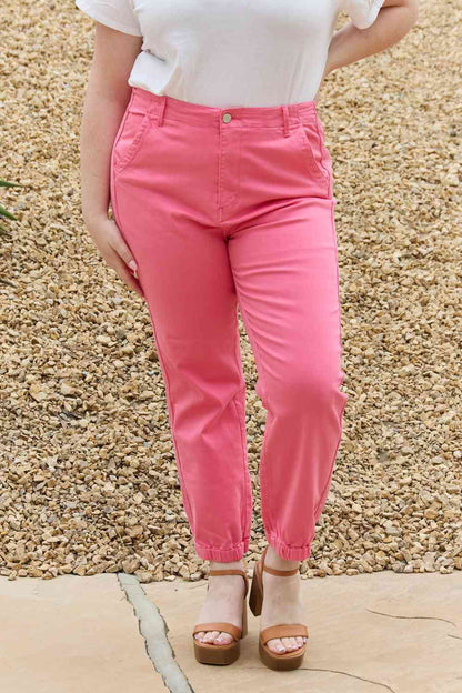 RISEN Caroline Full Size High Waisted Jogger Jeans Pink / 0(24)