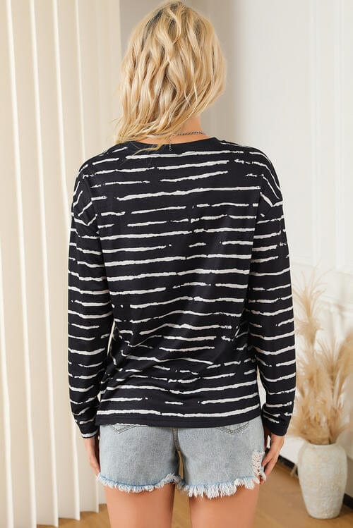 Striped Crew Neck Long Sleeve Top