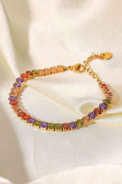 18K Gold Plated Multicolored Zircon Bracelet Multi / One Size