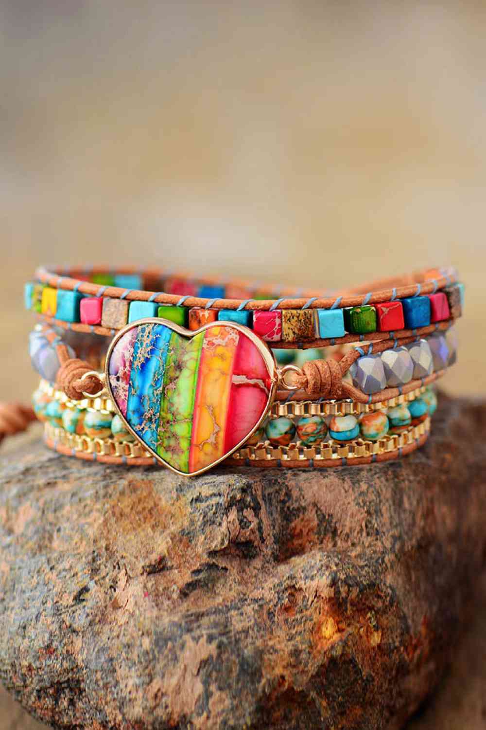 Imperial Jasper & Crystal Layered Bracelet Multicolor / One Size