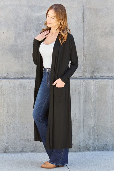 Basic Bae Full Size Open Front Long Sleeve Duster Cardigan