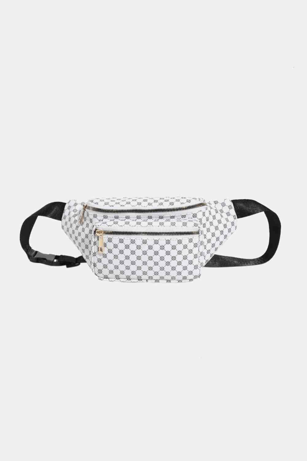 Checkered Printed Vegan Leather Sling Bag White / One Size