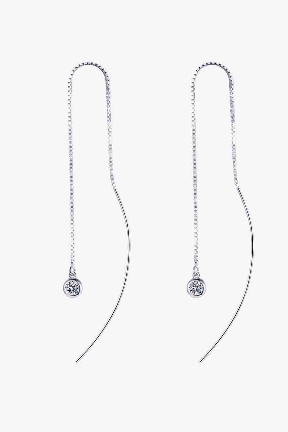 Moissanite 925 Sterling Silver Drop Threader Earrings Silver / One Size