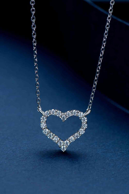 Adored Moissanite Platinum-Plated Heart Necklace Silver / One Size