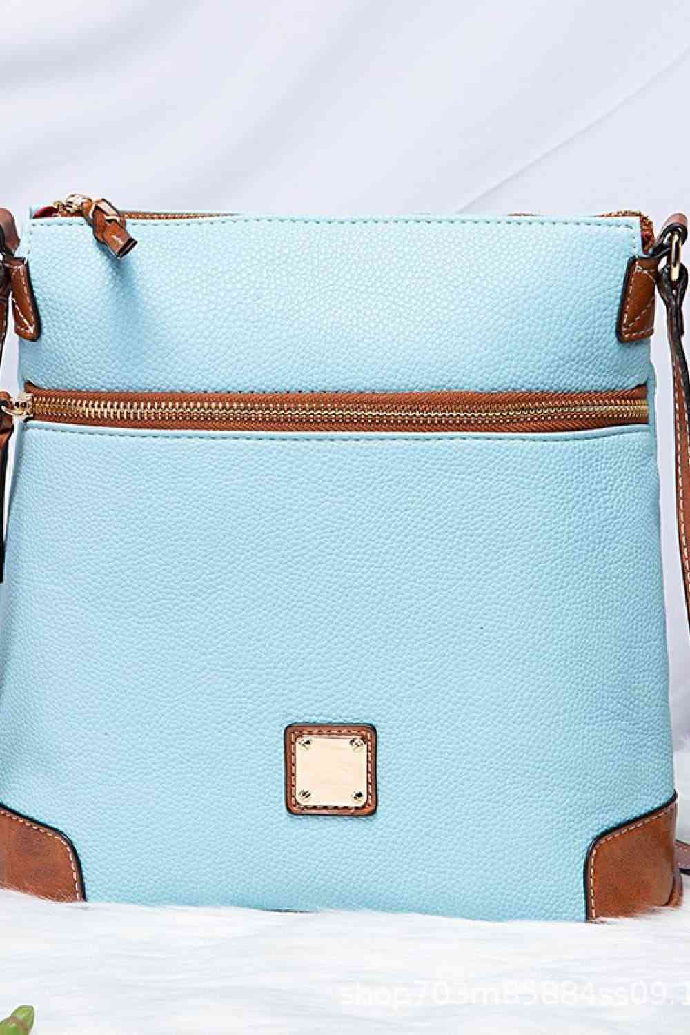 Square Vegan Leather Crossbody Bag Mint Blue / One Size