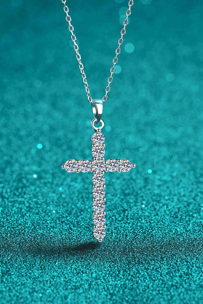 Adored 925 Sterling Silver Cross Moissanite Necklace Silver / One Size