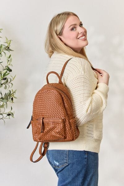 SHOMICO Vegan Leather Woven Backpack