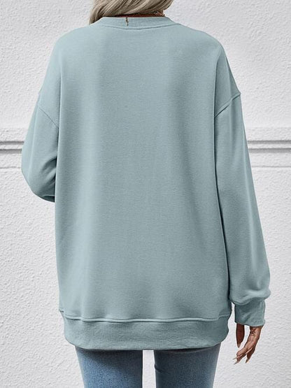 Solid Long Sleeve Pocketed Sweatshirt