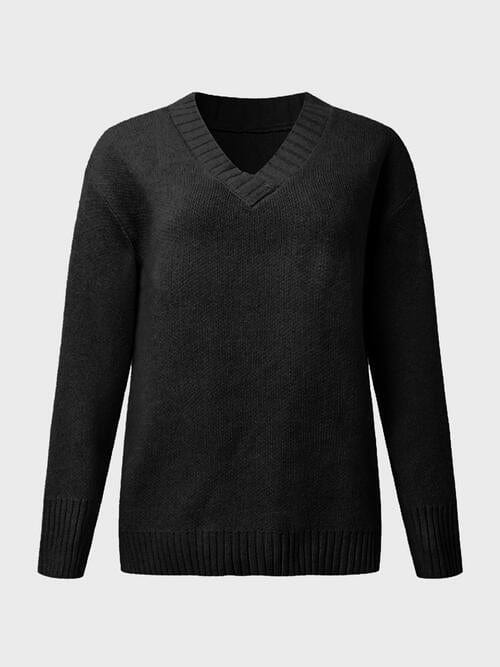 V-Neck Long Sleeve Knit Sweater