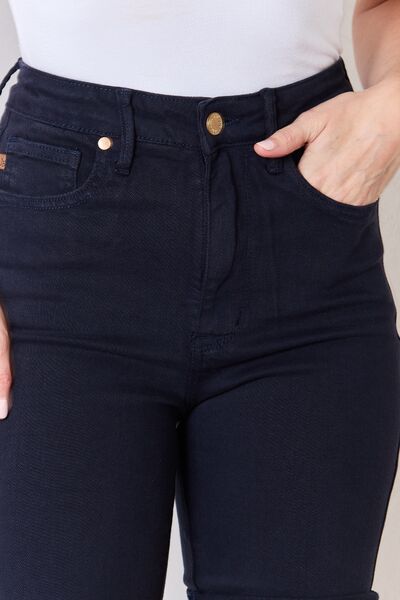Full Size High Waist Tummy Control Bermuda Denim Shorts