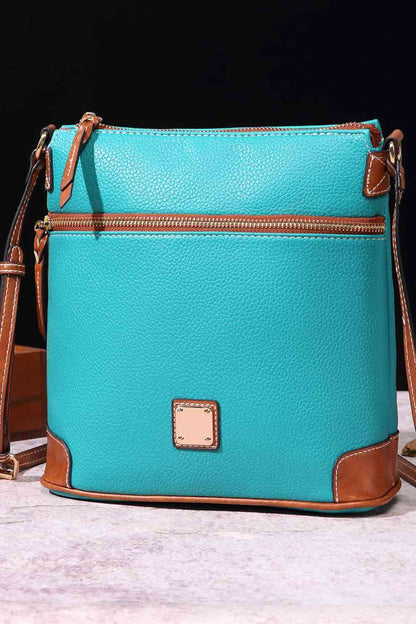 Square Vegan Leather Crossbody Bag Turquoise / One Size